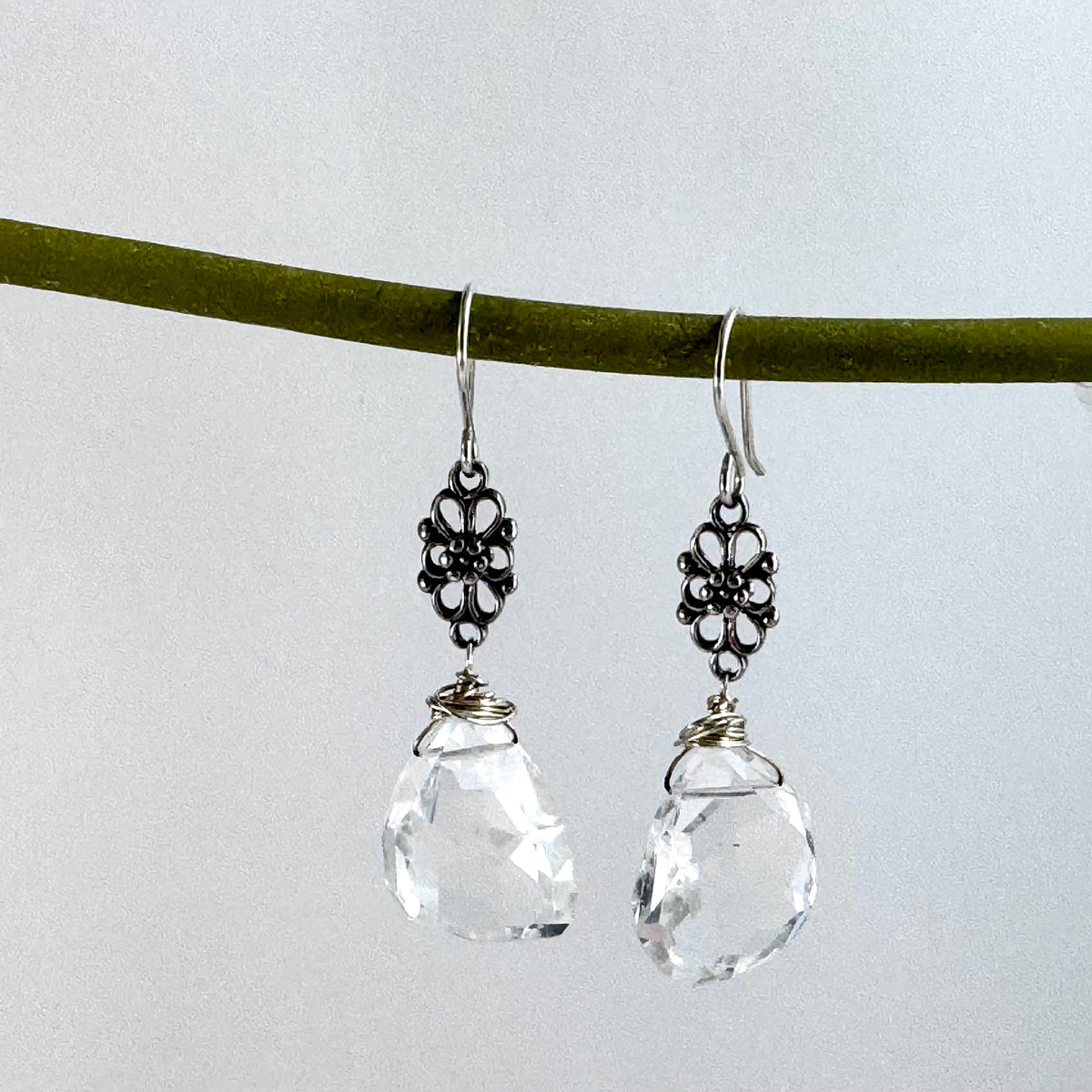 Crystal Quartz Nugget Earrings in Sterling Silver