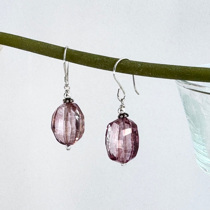 Mystic Pink Quartz Earrings in Sterling Silver