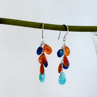 Multi Gemstone Dangle Earrings in Sterling Silver