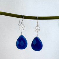 Huge Denim Blue Quartz Earrings in Sterling Silver