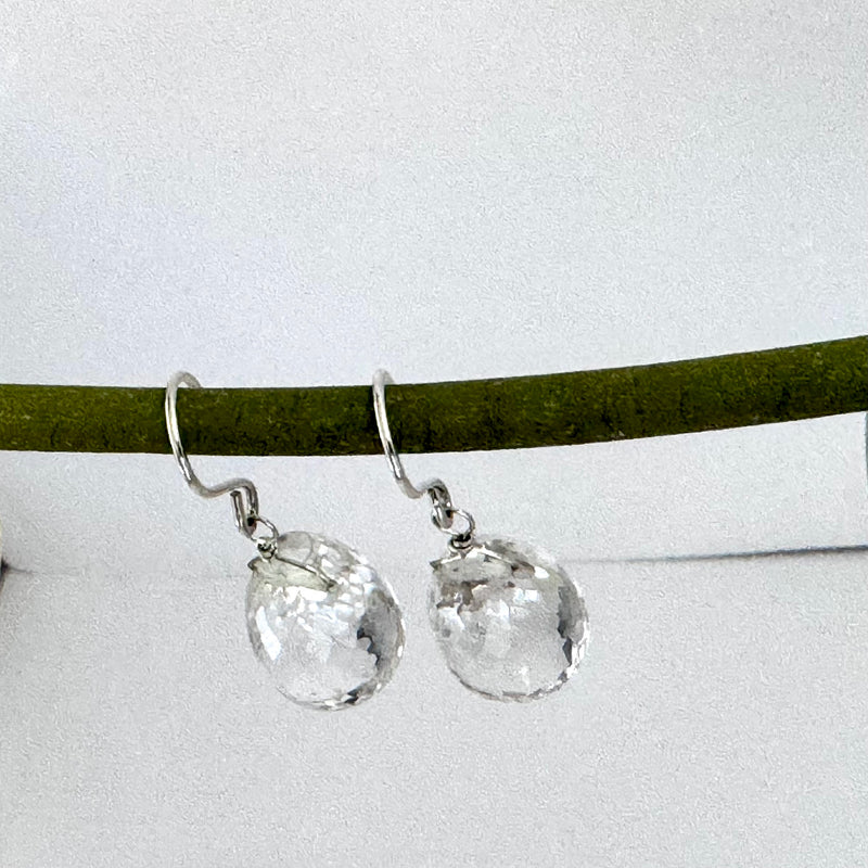 Large Crystal Quartz Briollet Earrings in Sterling Silver