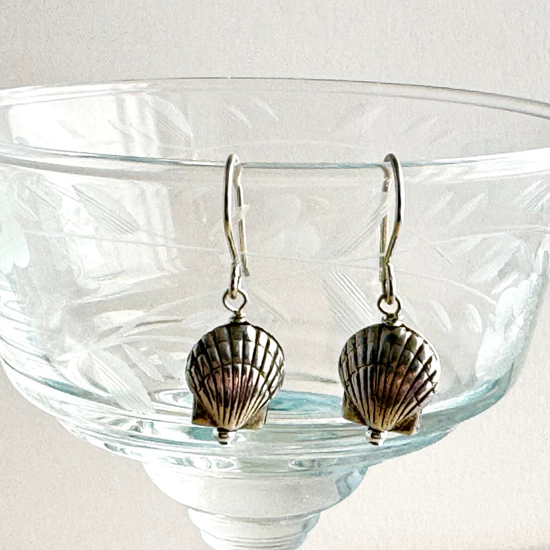 Sterling Silver Clam Earrings