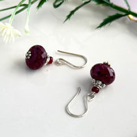 Raw Ruby Rondell Earring in Sterling Silver