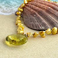 Lemon Quartz and Yellow Baroque Freshwater Pearl Necklace