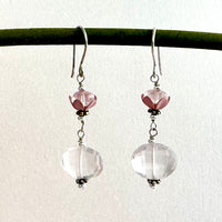 Rose Quartz Nugget Drop Earrings in Sterling Silver