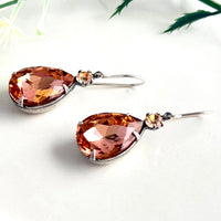 Vintage Peach Swarovski Crystal Earrings in Sterling Silver