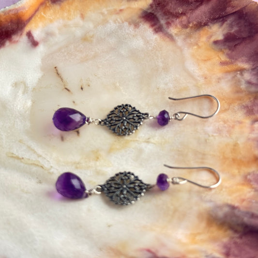 Amethyst Teardrop Earrings
