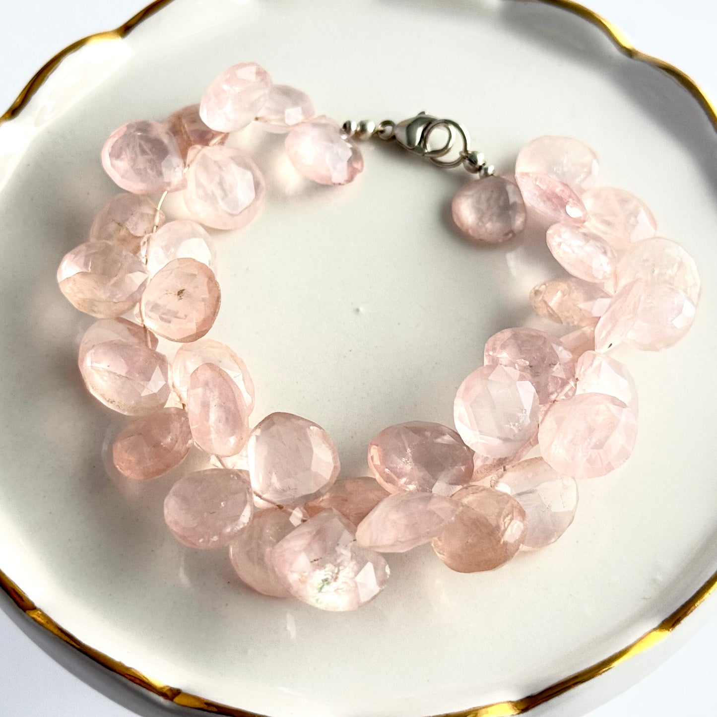 Rose Quartz Bracelet in Sterling Silver