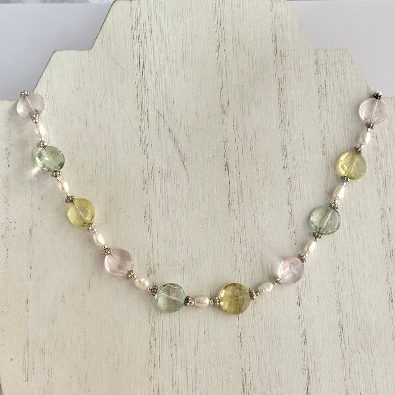 Multi Semi-Precious Gemstone Necklace in Sterling Silver