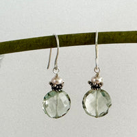 Light Green Amethyst Earrings in Sterling Silver