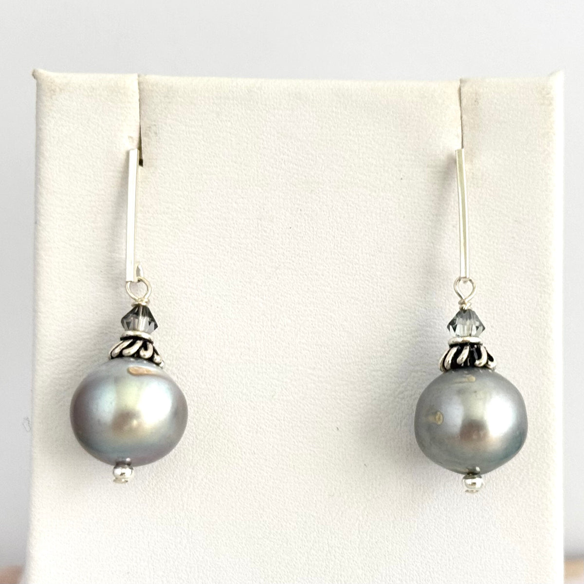 Huge Grey Freshwater Pearl Earrings in Sterling Silver