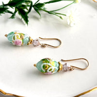Seafoam Green Wedding Cake Earrings in 14K Gold Fill