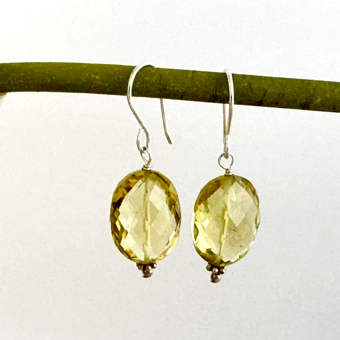 Lemon Quartz Earrings in Sterling Silver