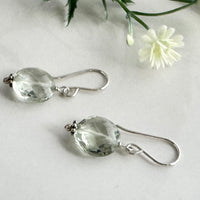 Light Green Amethyst Earrings in Sterling Silver