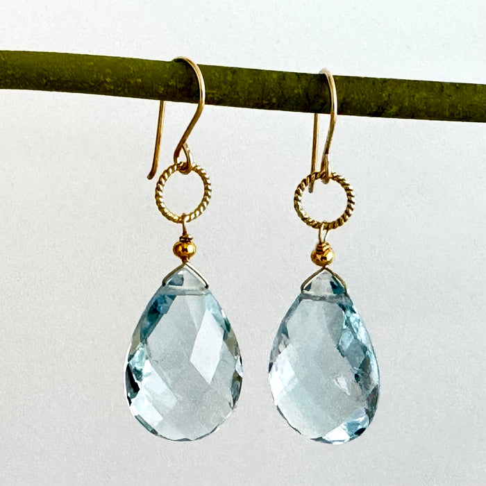 Huge Pale Blue Topaz Earrings in 14K Gold Fill