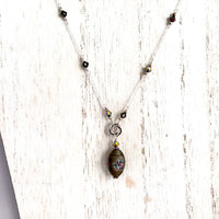 Czech Gray Lampwork Glass Focal Necklace in Sterling Silver