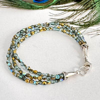 Czech Glass Multi-Strand Gray Bracelet in Sterling Silver