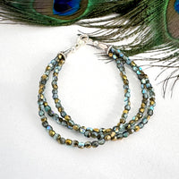 Czech Glass Multi-Strand Gray Bracelet in Sterling Silver