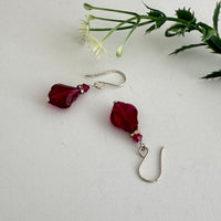 Dark Pink Swarovski Crystal Baroque Drop Earrings