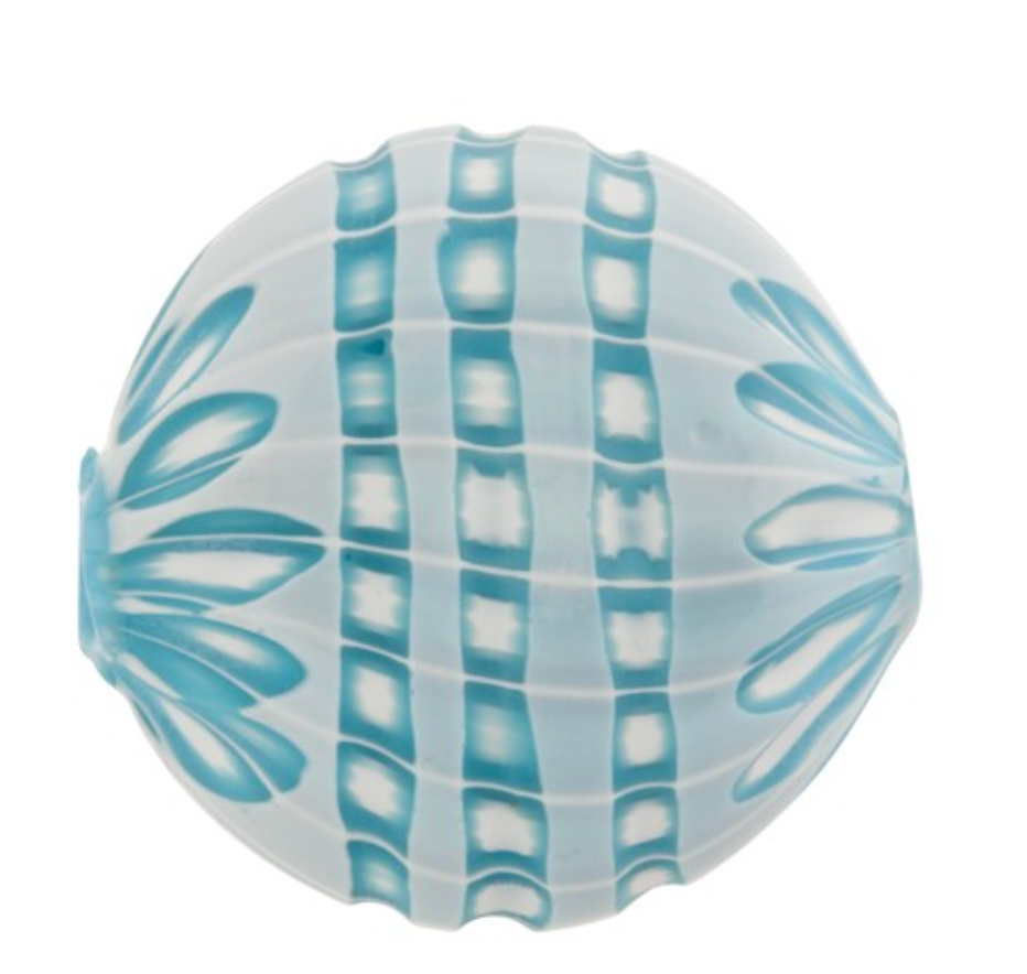 Opaque Acqua//White Murrine Sculpted Flat Round 20MM