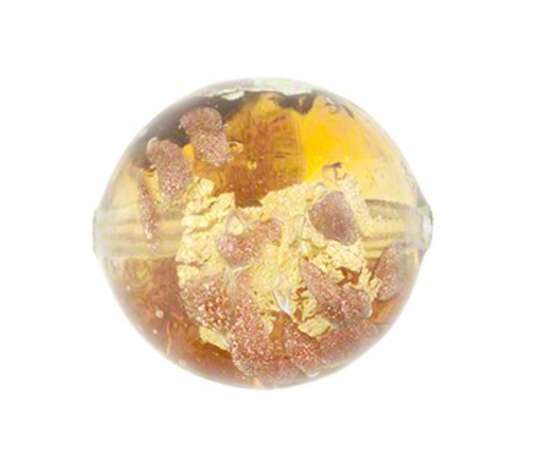 Murano Glass Gaggia Luna Gold, Silver, Aventurina, Round 12MM