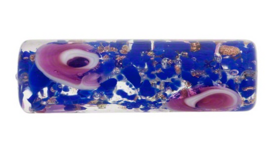 Cobalt Murano Glass Foil Beads Tube Bead, 25MM