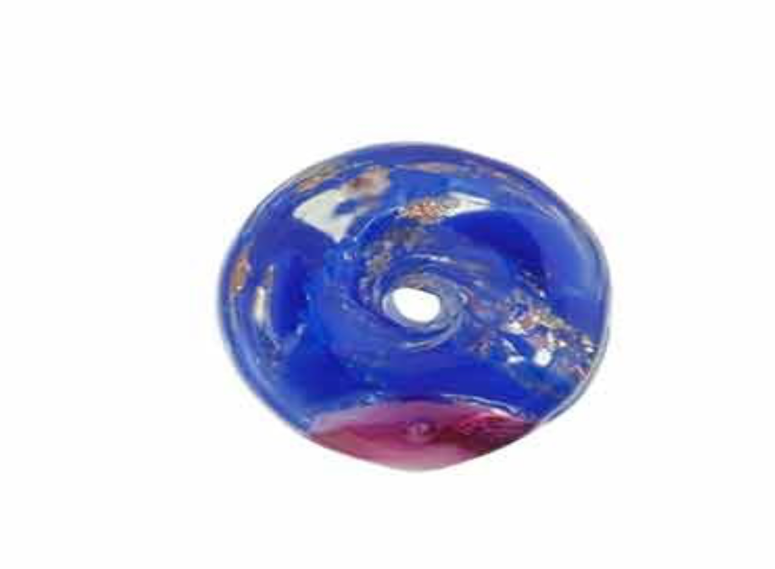 Cobalt Murano Glass Foil Beads Tube Bead, 25MM