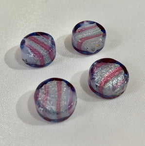 Murano Glass Foil Beads Light Blue and Amethyst Coin Shape, 12MM