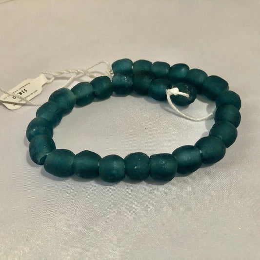 Dark Teal Swirl Recycled Glass Beads (11mm)