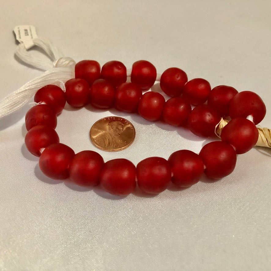 Cherry Red Recycled Glass Beads (14mm)