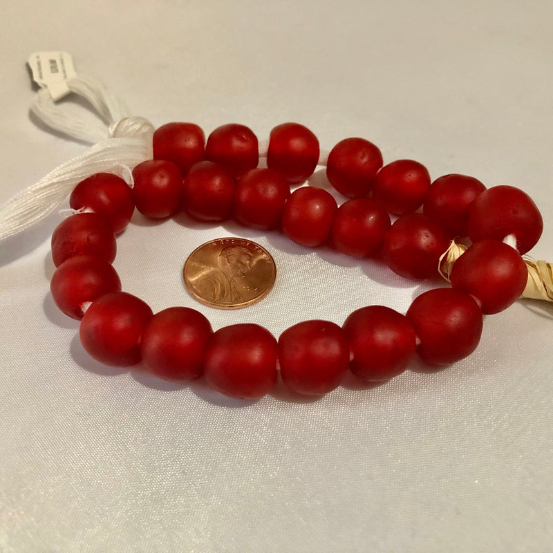 Cherry Red Recycled Glass Beads (14mm)