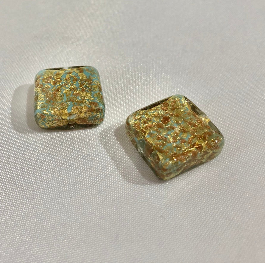 Murano Aqua with Aventurina Sparkles, 17MM