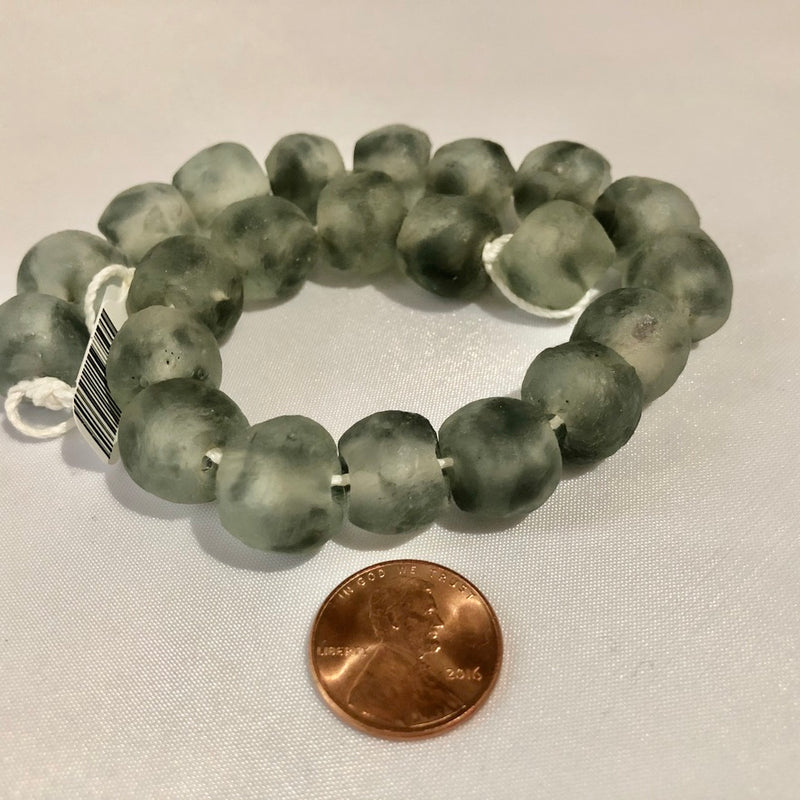 Light Gray Swirl Recycled Glass Beads (14mm)