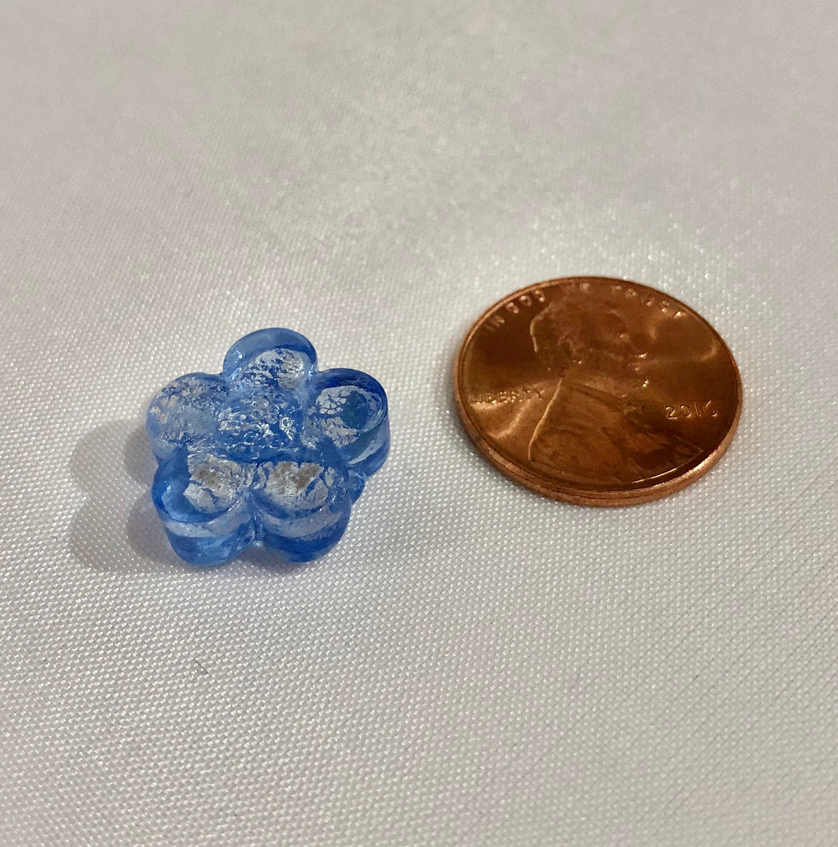 Murano Glass Light Blue Flower Beads, 15MM