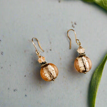 Load image into Gallery viewer, Light Peach Murano Glass Coin Earrings in Sterling Silver
