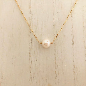 Simple Freshwater Pearl Necklace in Gold Fill