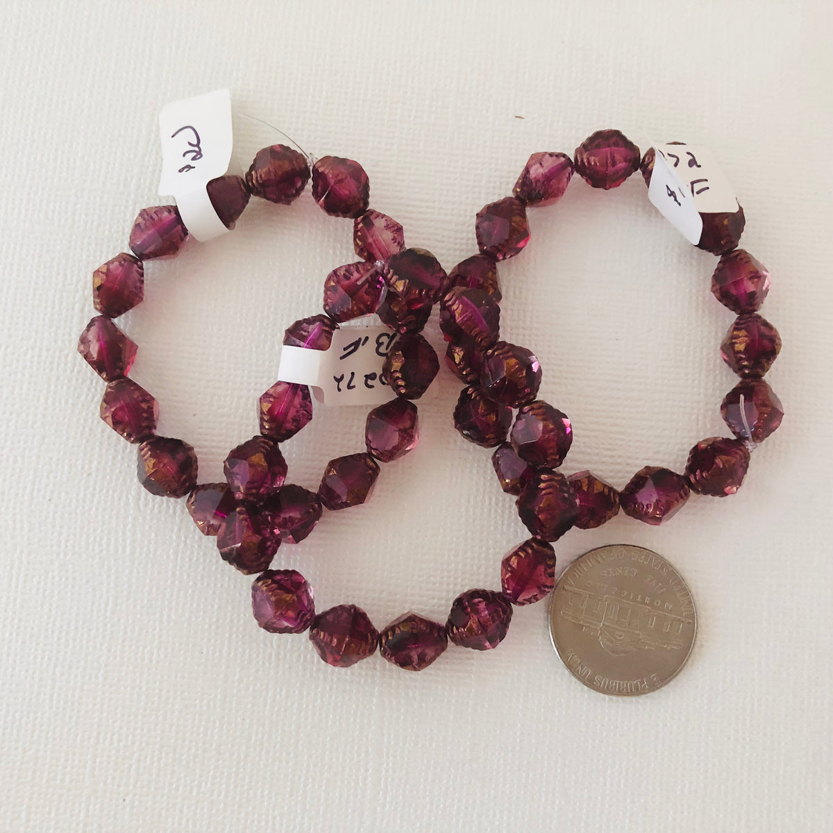 Czech Glass Faceted Bicone, Rosewood with Copper Finish 8 X 12 MM