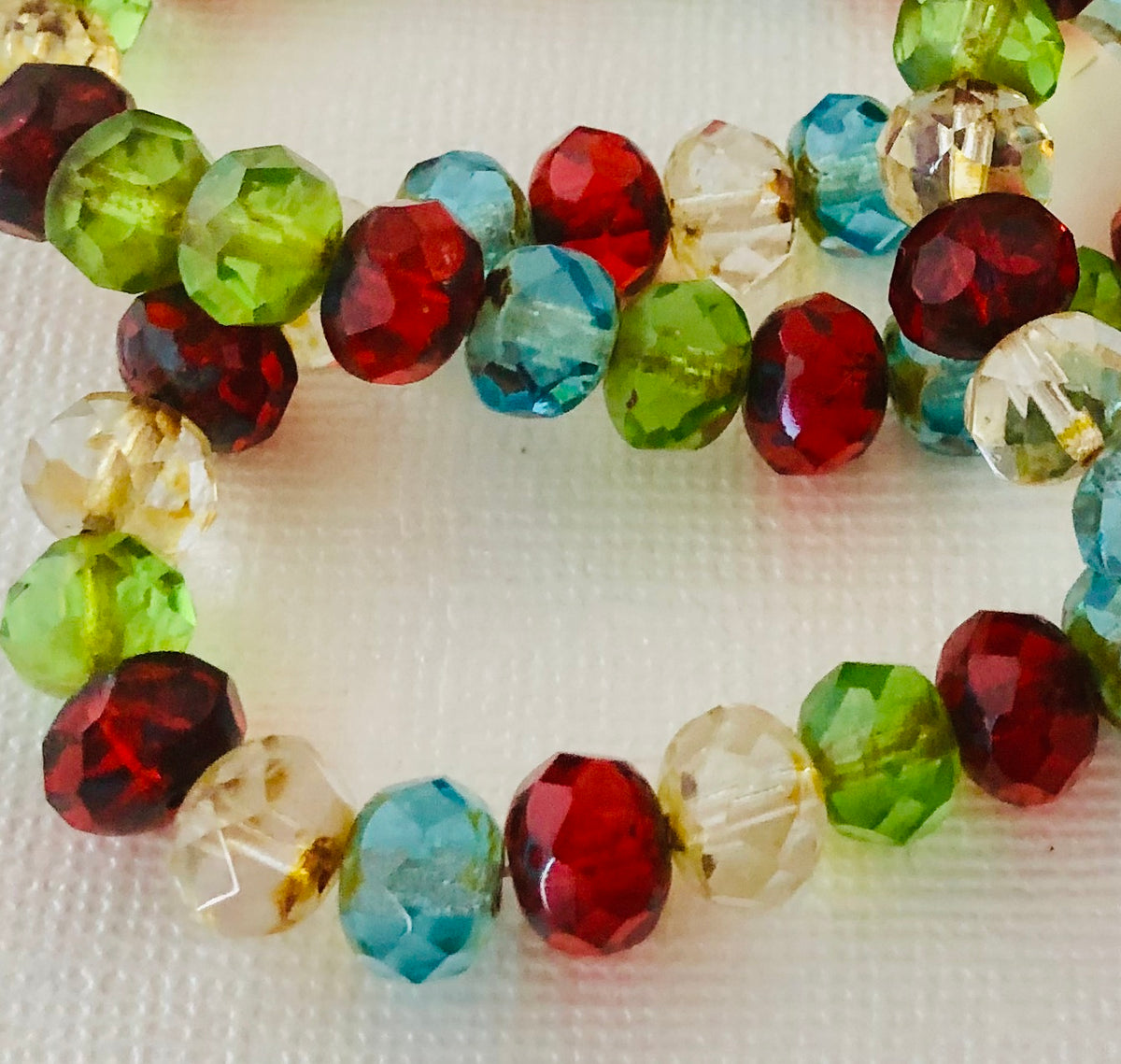 Czech Glass Rainbow Mix Faceted Rondelle, 7MM