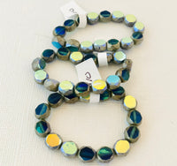 Czech Glass Table Cut Faceted Round AB Sapphire and Blue Mix, 8 MM