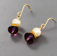 Amethyst and Freshwater Pearl Earrings in 24K Vermeil