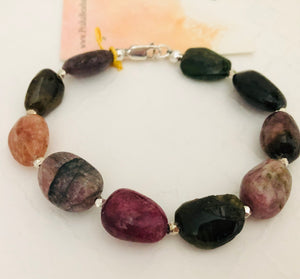 Tourmaline Nugget Bracelet in Sterling Silver