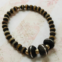 Ebony Mali and Tibetan Agate Stretch Bracelet