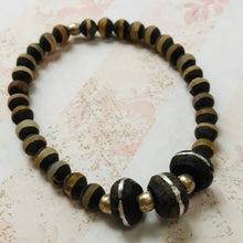 Load image into Gallery viewer, Ebony Mali and Tibetan Agate Stretch Bracelet
