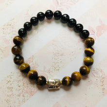 Load image into Gallery viewer, Tiger&#39;s Eye and Black Tourmaline Stretch Bracelet
