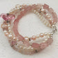 Pink Four-Strand Multi Gem and Freshwater Pearl Bracelet in Sterling Silver