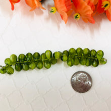 Load image into Gallery viewer, Green Top-Drilled Drop Glass Beads, Czech 8MM
