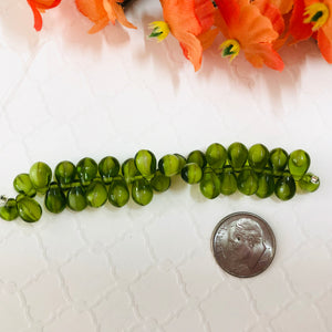 Green Top-Drilled Drop Glass Beads, Czech 8MM