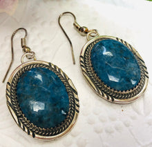 Load image into Gallery viewer, Navajo Sterling Silver Earrings with Denim Lapis, Signed by the Artist
