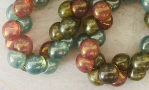 Czech Glass Multi Color Mushroom Button Bead Mix, 8 MM x 9 MM