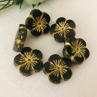 Hibiscus Flower Black with a Gold Wash and a Picasso Finish, 21MM